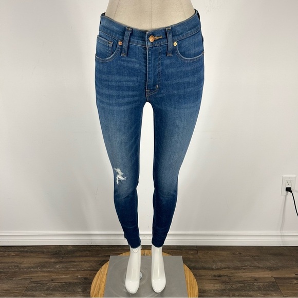 💕 Madewell 9” MID-RISE SKINNY Classic Blue Women's Jeans 25x29 - Picture 3 of 13